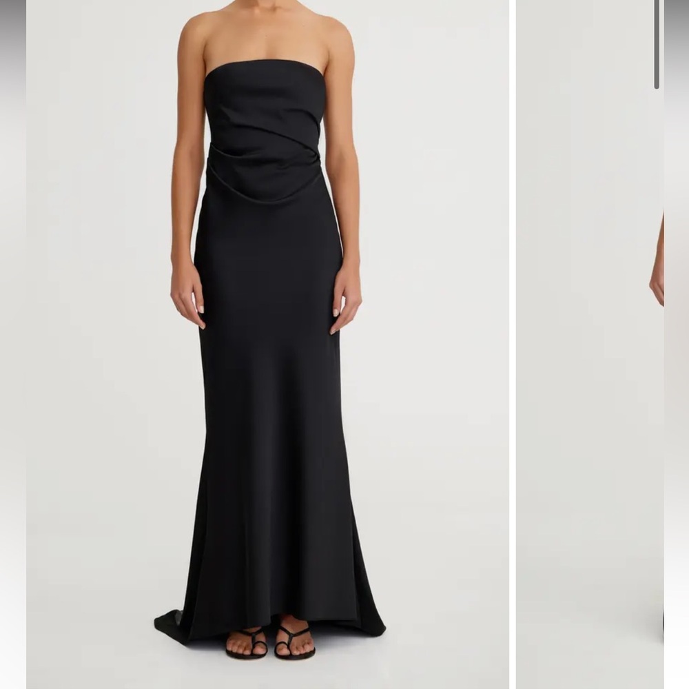 NEW Significant Other Lucile Strapless Satin Gown with Train black US 2